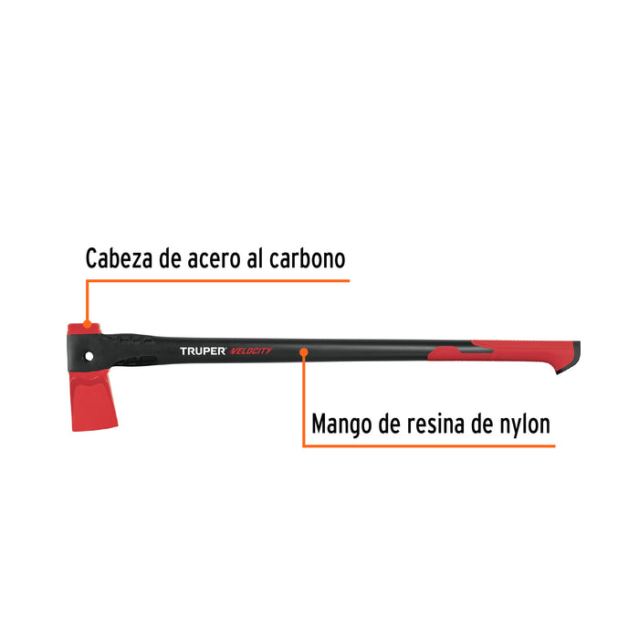 Hacha para rajar madera 4 lb mango de nylon de 36', Truper 100176 HVE-4