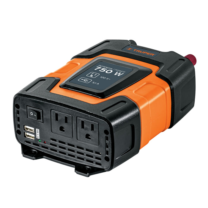 Inversor de corriente de 750 W con puertos USB, Truper 10490 INCO-750
