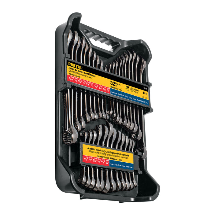 Juego de 32 llaves combinadas std y mm, gun metal, Pretul 26076 J-2032MPG