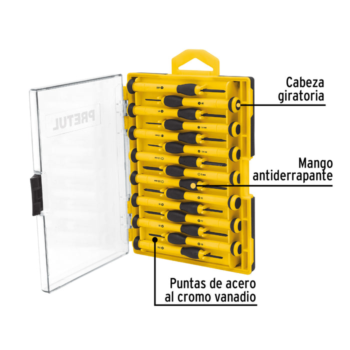 Juego con 15 desarmadores de precisión, Pretul 21383 J-DEJ-15