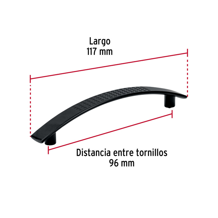 Jaladera de 96mm estilo 'Contempo' acabado negro, Hermex 45641