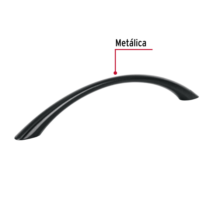 Jaladera de 128mm estilo 'Arco' acabado negro, Hermex 45644