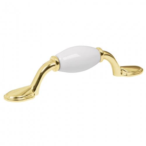Jaladera metálica de 76 mm latón brillante, inserto cerámico 43833 JAL-0651