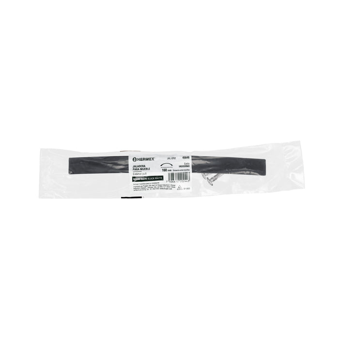 Jaladera de 160mm estilo 'Moderno' acabado negro, Hermex 45646