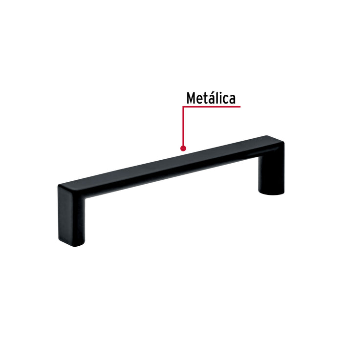Jaladera de 96mm estilo 'Andamio' acabado negro, Hermex 45639