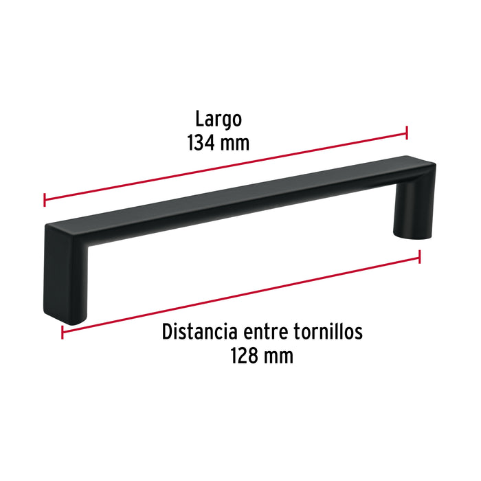 Jaladera de 128mm estilo 'Andamio' acabado negro, Hermex 45640