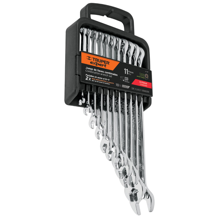 Juego de 11 llaves combinadas extralargas pulidas std,Expert 15780 JC-11P