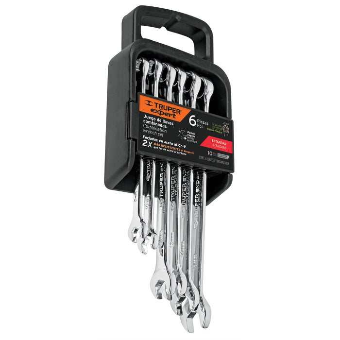Juego de 6 llaves combinadas extralargas pulidas std, Expert 15772 JC-6P