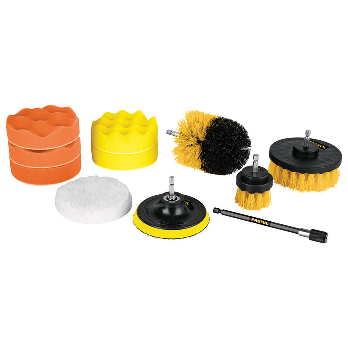 Juego 11 accesorios de limpieza y pulido p/taladro, Pretul 27190 JCE-11P