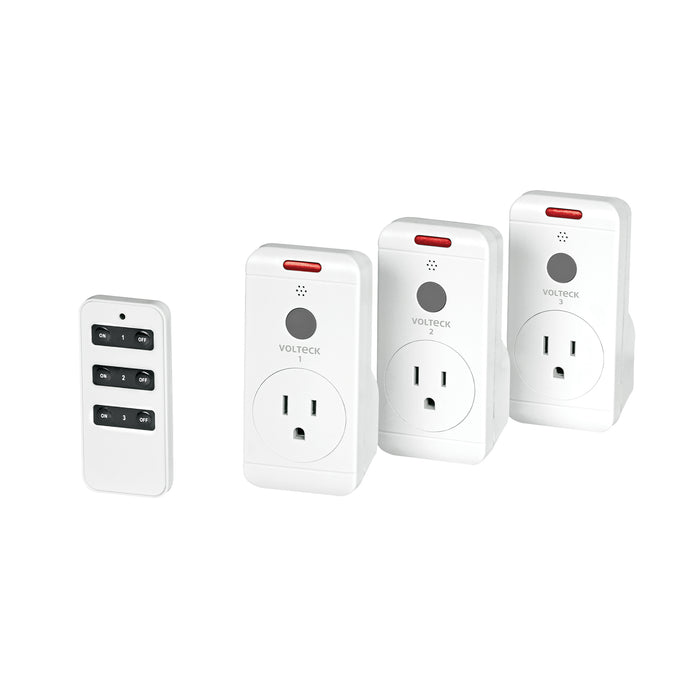Juego de 3 Contactos con control remoto, Volteck 49489