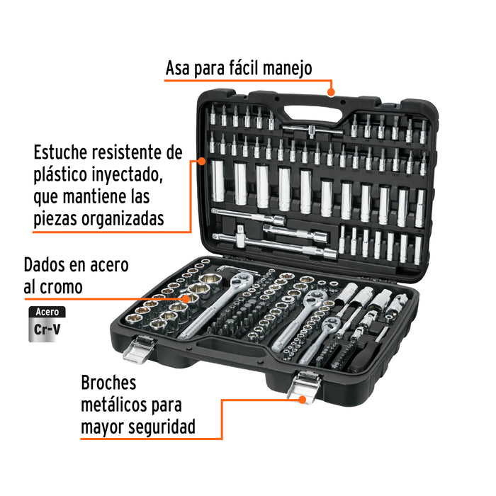 Juego de 172 herramientas 1/4', 3/8' y 1/2' std p/mecánico 102412 JD-172P