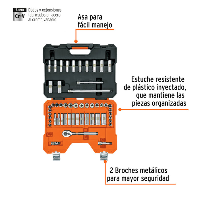 Juego de 53 herramientas cuadro 3/8' mm para mecánico Código: 15689