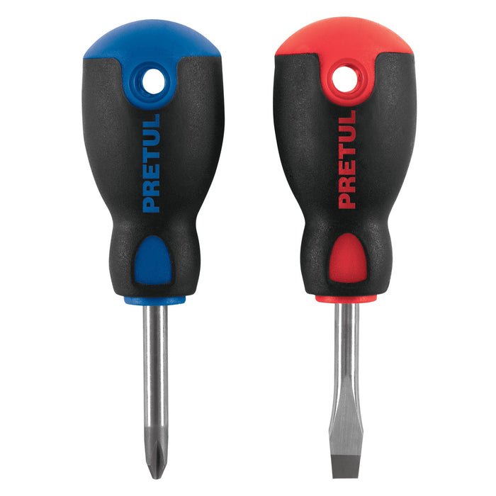 Dúo de desarmadores 1/4' x 1-1/2' mango Comfort Grip, Pretul 20217 JDT-2BP