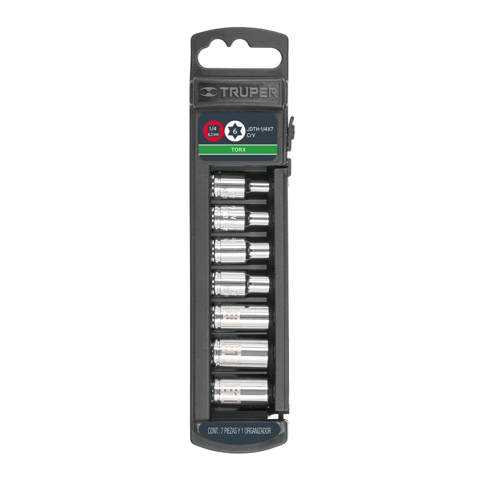 Juego de 7 dados torx cuadro 1/4', Truper Código: 10027