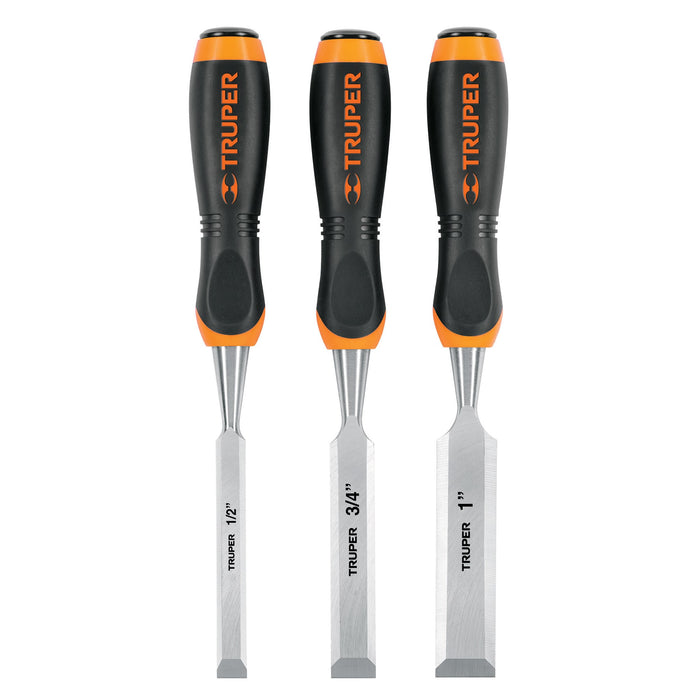Juego de 3 formones mango Comfort Grip, Truper 17759 JFT-3