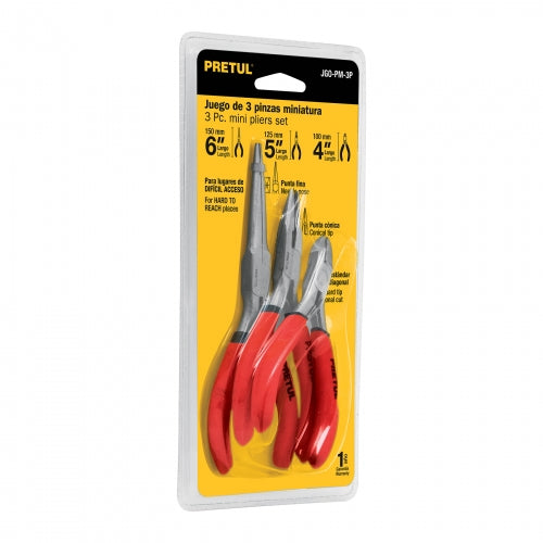 Juego de 3 mini pinzas, mangos de PVC, Pretul 20016 JGO-PM-3P