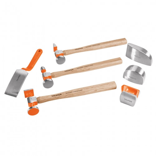 Juego 7 piezas de martillos y entibadores para hojalatero 100785 JM-HO