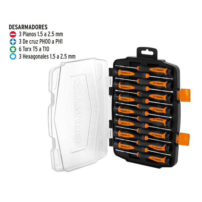 Juego con 15 desarmadores de precisión, Truper 14205 JOY-15