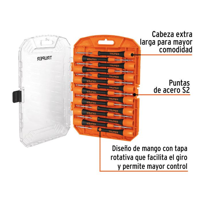 Juego con 15 desarmadores de precisión, Truper 14205 JOY-15