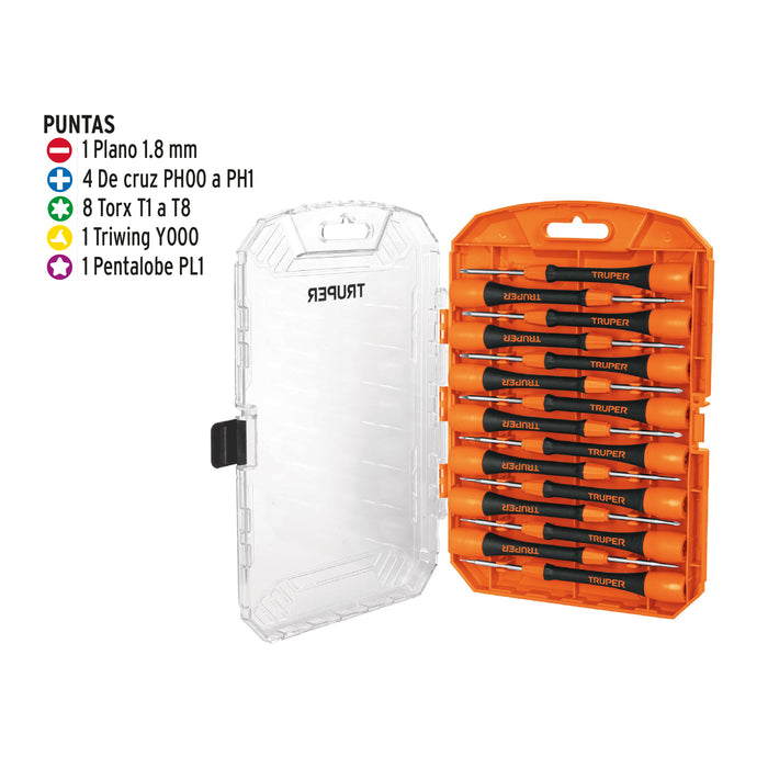 Juego con 15 desarmadores de precisión, Truper 14205 JOY-15