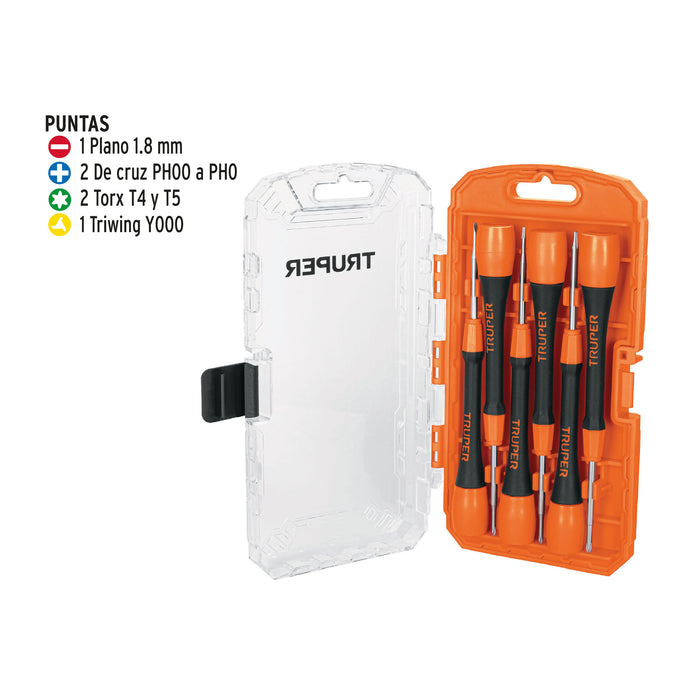 Juego con 6 desarmadores de precisión, Truper 14202 JOY-6