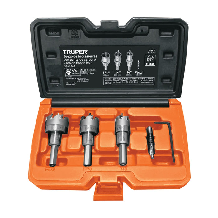 Juego de 3 brocasierras de carburo de tungsteno, Truper 103218 KIT-BSC-3
