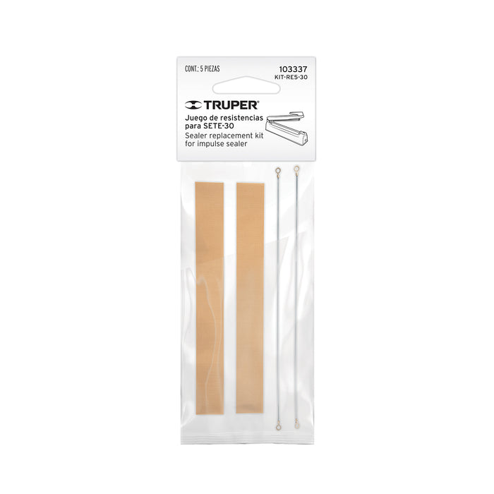 Juego de 5 piezas, resistencia para selladora 30 cm Truper 103337 KIT-RE5-30