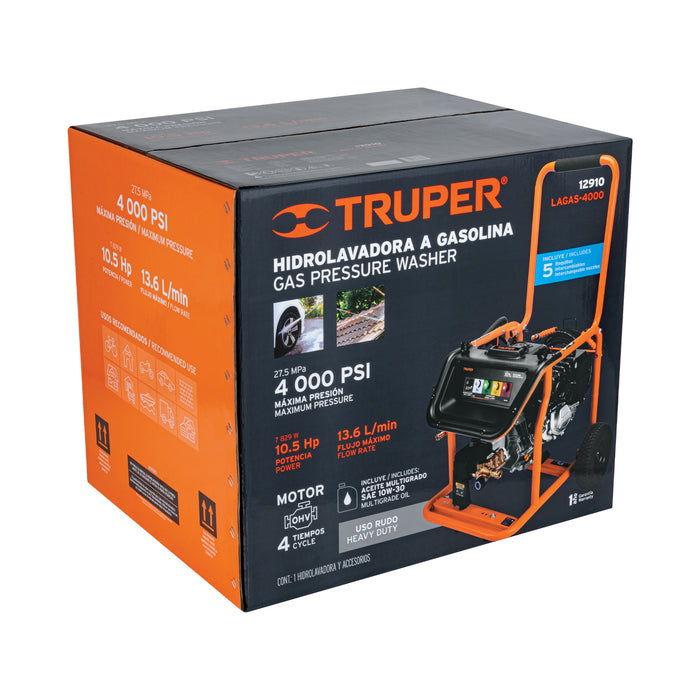 Hidrolavadora con motor a gasolina, 4000 PSI, Truper 12910 LAGAS-4000
