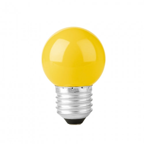 Lámpara LED tipo bulbo G45 1 W color amarillo, caja, Volteck 46028 LED-1AM