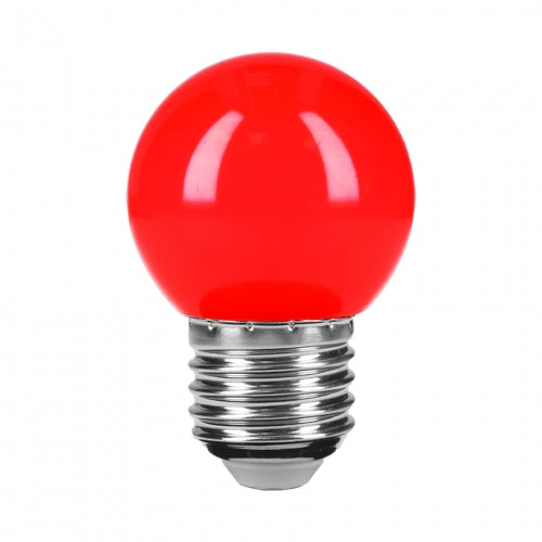 Lámpara LED tipo bulbo G45 1 W color rojo, caja, Volteck 46029 LED-1RO