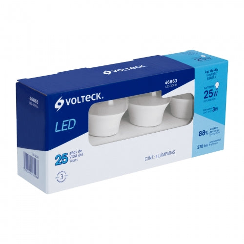 Pack de 4 lámparas LED G45 3 W (equiv. 25 W), luz de día 46863 LED-30GFX4