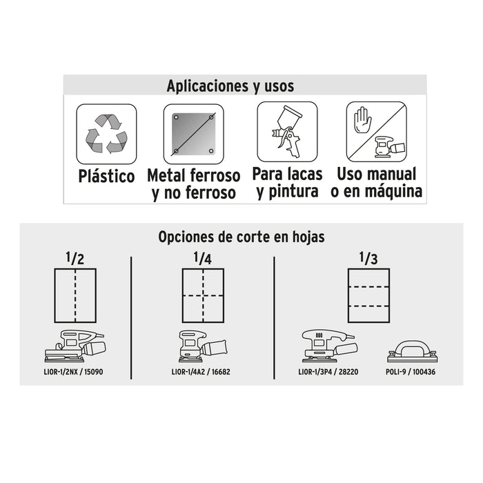 Lija de esmeril roja grano 100 de óxido de aluminio, Truper 11645 LIMER-100