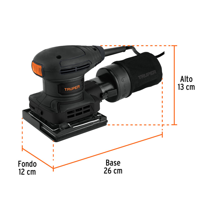 Lijadora orbital 1/4 hoja 300 W, industrial, Truper Código: 103325