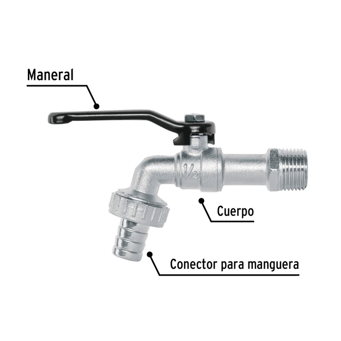 Llave de esfera, 1/2' de zinc, Pretul 23146 LL-21P