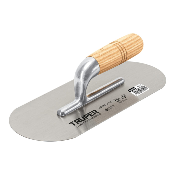Llana canto redondo 12' x 5' con mango de madera, Truper 102639 LLA-12