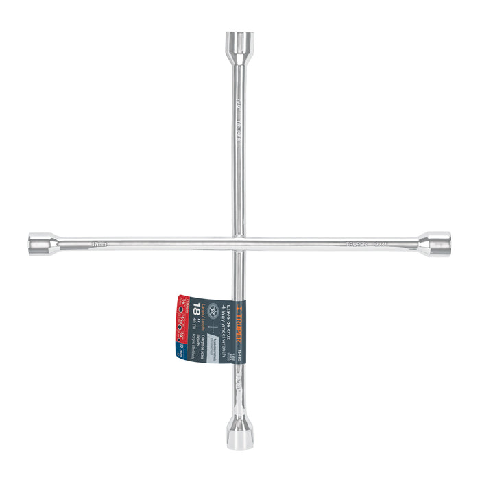 Llave de cruz 18' pulida y cromada, Truper 15480 LLCR-18