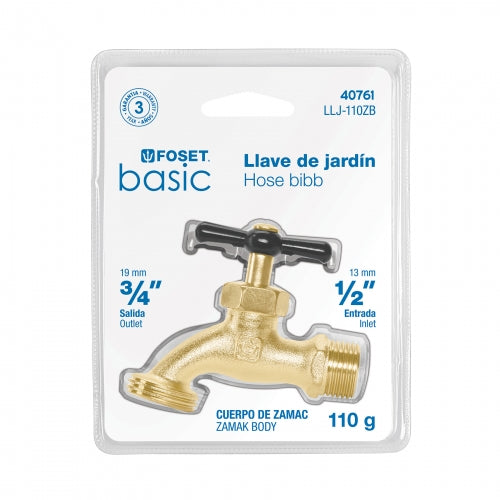 Llave de zamac p/manguera 100 gr, 1/2', blister, Foset Basic 40761 LLJ-110ZB