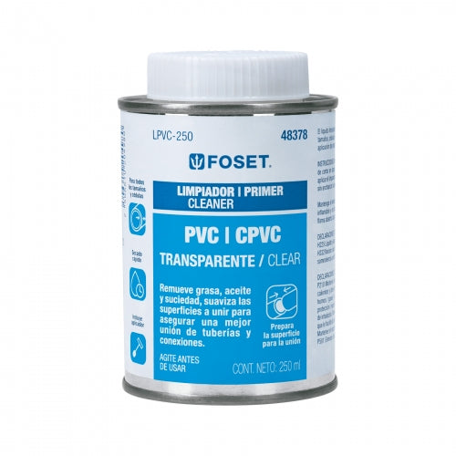 Limpiador para PVC y CPVC en lata, 250ml, Foset 48378 LPVC-250