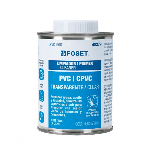 Limpiador para PVC y CPVC en lata, 500ml, Foset 48379 LPVC-500