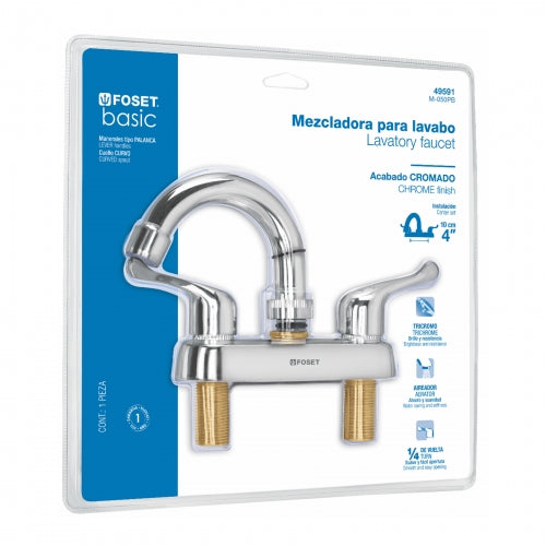 Mezcladora manerales palanca cuello curvo para lavabo, Basic 49591 M-050PB