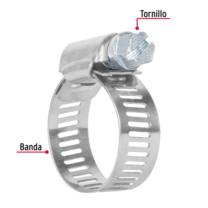 Bolsa c/2 abrazaderas sin fin # 10, 3/4 - 1-1/16', Truper 10013 M-10B