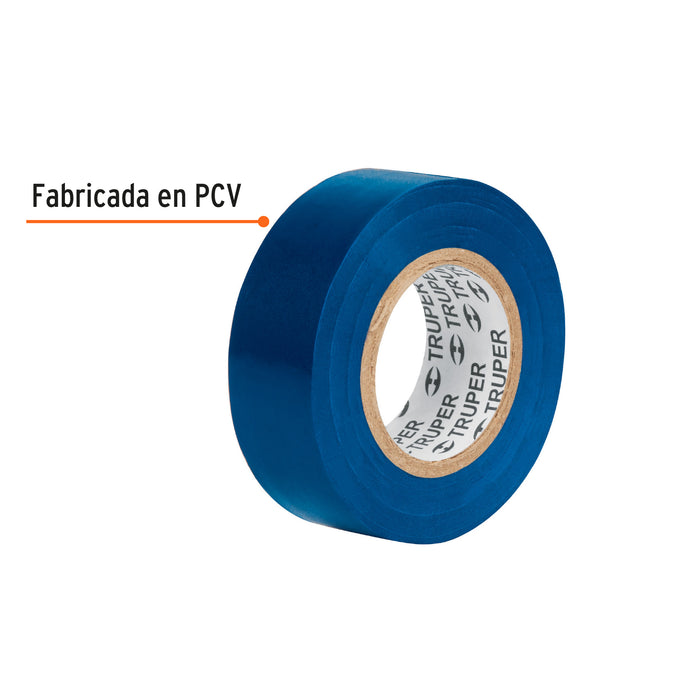 Cinta de aislar de 9 m x 19 mm, azul, Truper 13514 M-22Z