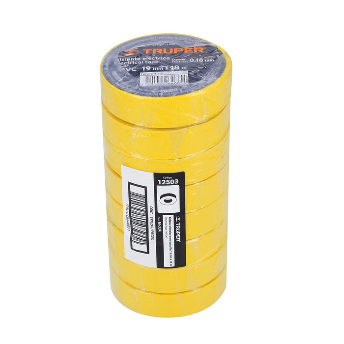 Cinta de aislar de 18 m x 19 mm, amarilla, Truper 12503 M-33A