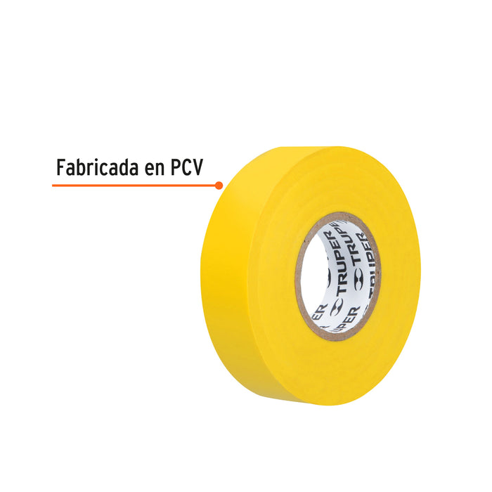 Cinta de aislar de 18 m x 19 mm, amarilla, Truper 12503 M-33A