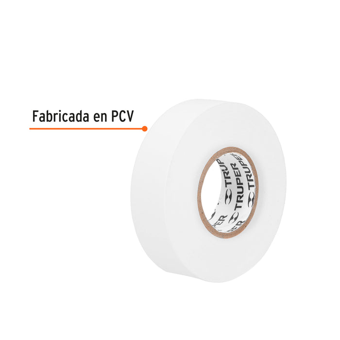 Cinta de aislar de 18 m x 19 mm, blanca, Truper 12506 M-33B