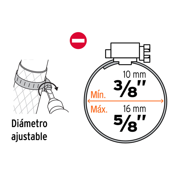 Bolsa c/4 abrazaderas sin fin # 4, 3/8 - 5/8', Truper 10021 M-4B