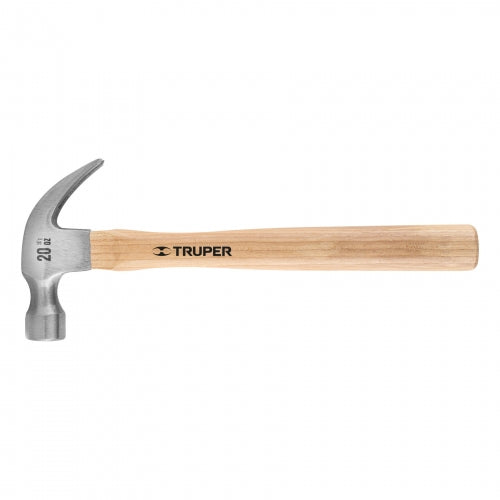 Martillo pulido 20 oz uña curva, mango madera, Truper 16753 MA-20