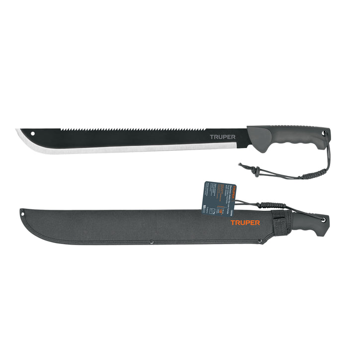 Machete doble filo 18' cacha bimaterial, con funda, Truper 13098 MACH-18X