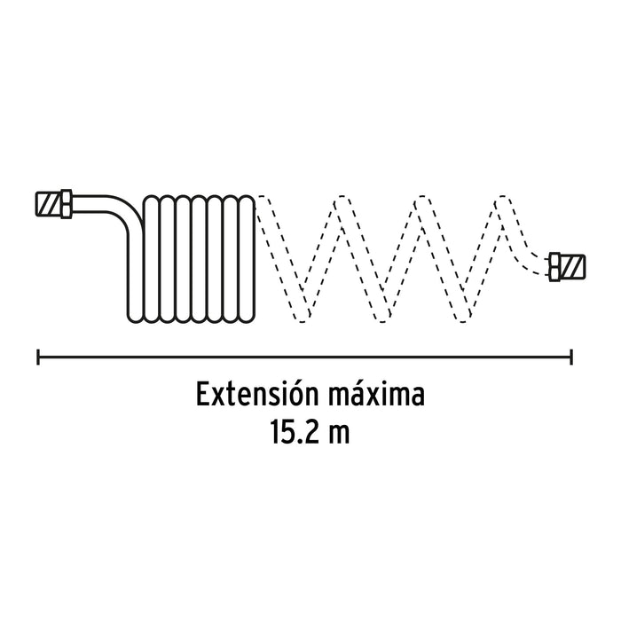 Manguera para compresor, tipo resorte, 15.2m x 1/4', Pretul 20660 MAN-R-15P