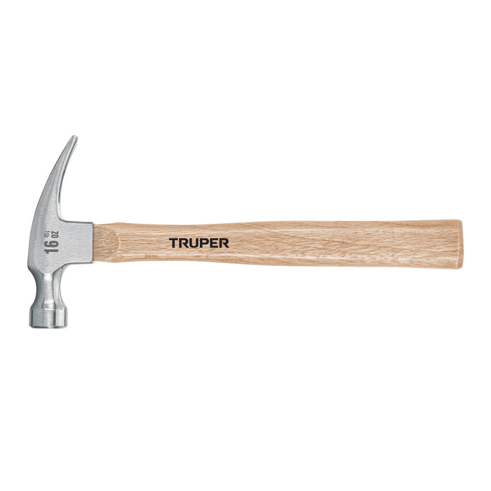 Martillo pulido 16 oz uña recta, mango madera, Truper Código: 16754